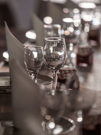 Close-up of wine glass on table in restaurant