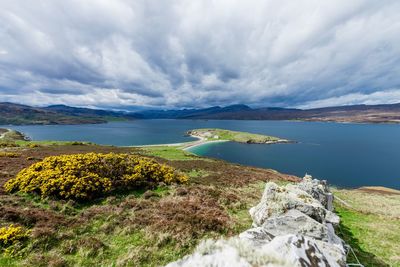 Scenic view of lake against sky