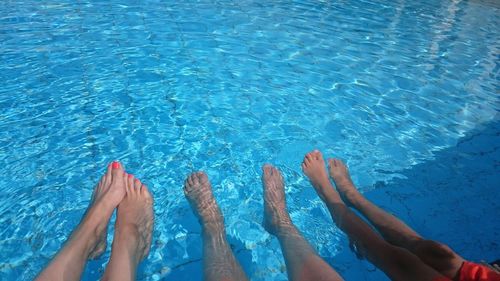 Low section of people on swimming pool