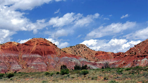 Scenic view of mountain against cloudy sky