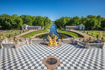 View of sculpture against clear blue sky