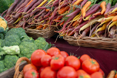 Vegetables for sale in market stall