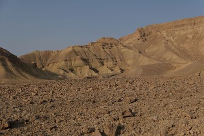 Scenic view of arid landscape in desert