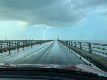 Highway seen through car windshield