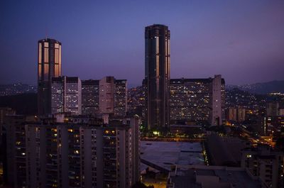 City lit up at night