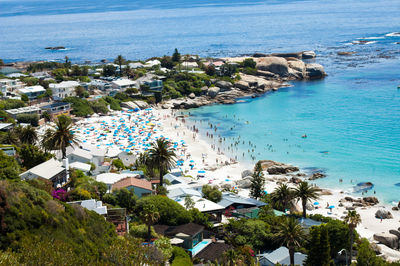 The beautiful clifton beatch at camps bay in cape town, south africa. 