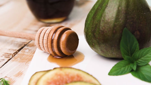 Close-up of food on table