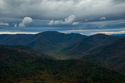 Scenic view of mountains against sky