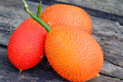 High angle view of orange on table