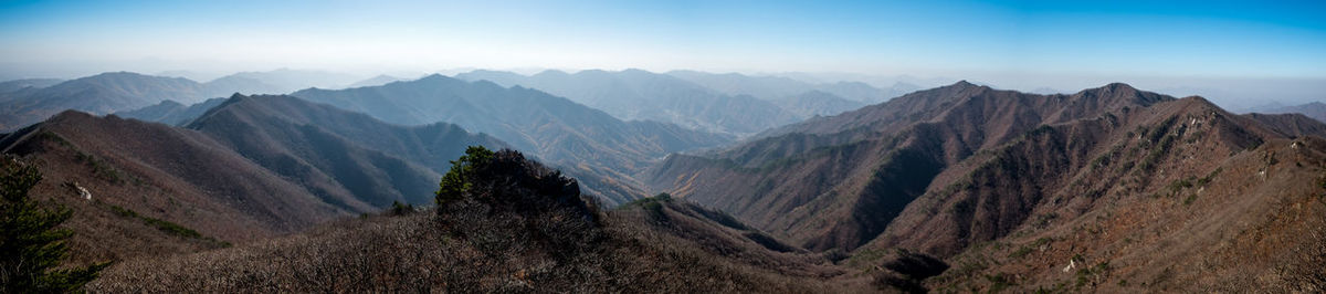 Panoramic view of mountains against sky