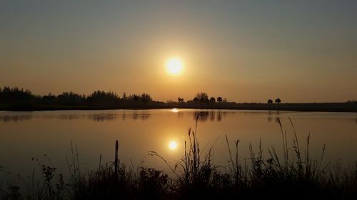 Scenic view of sunset over river