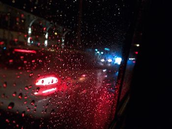 Close-up of wet car window