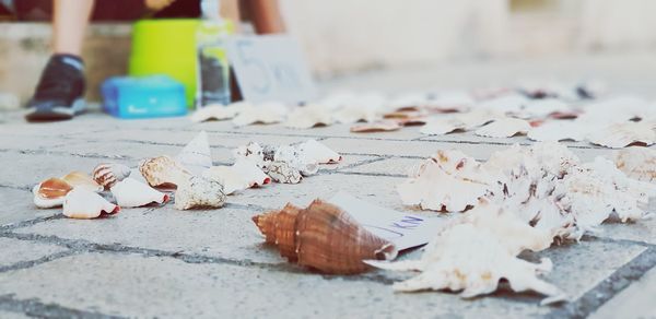 Close-up of fallen leaves on table