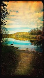 Scenic view of lake against sky