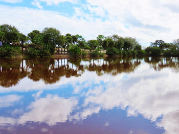 Scenic view of lake against sky