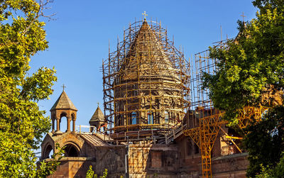 Repair of the tower of the ancient etchmiadzin cathedral in armenia.