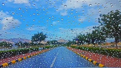 Rain drops on road