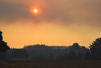Scenic view of silhouette landscape against sky during sunset