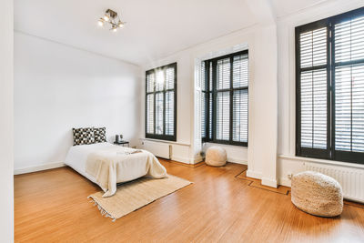 View of empty bed in bedroom