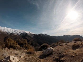 Scenic view of mountains against sky