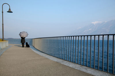 Rear view of woman standing on seashore