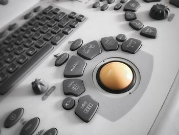 High angle view of computer keyboard on table