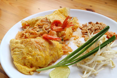 Close-up of food in plate on table