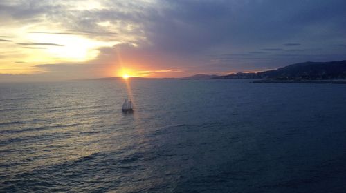 Scenic view of sea at sunset