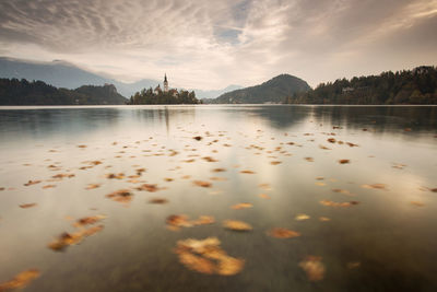 Scenic view of lake against sky