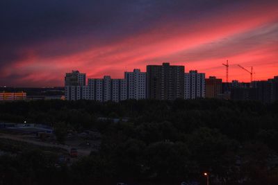 View of city at sunset