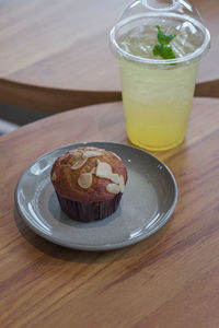 Close-up of drink served on table