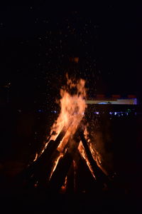 Firework display at night