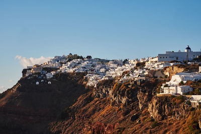 High angle view of townscape against clear sky