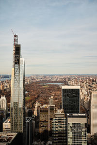 High angle view of buildings in city