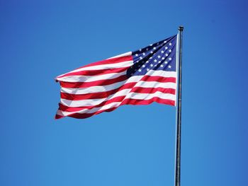 American flag against clear blue sky