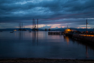 Sea against sky at dusk