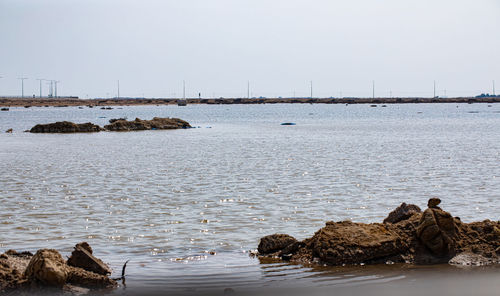 Scenic view of sea against clear sky