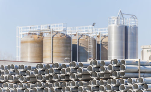 Plastic pipes against chemical plant