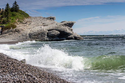 Scenic view of sea shore against sky