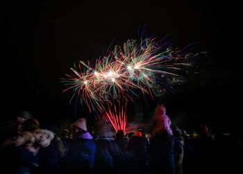 Firework display at night