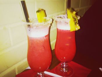 Close-up of drinks on table