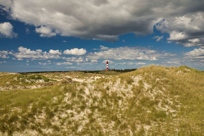 Scenic view of land against sky