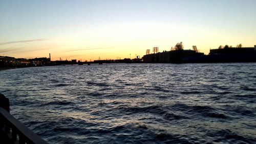 Scenic view of sea at sunset