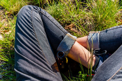 Low section of man on field