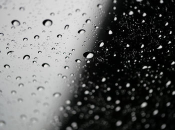 Full frame shot of raindrops on glass window