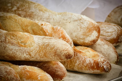 High angle view of bread on table