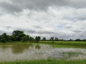 Scenic view of lake against sky