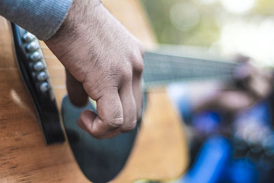 Close-up of hands working