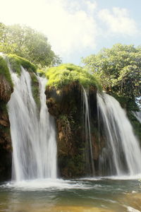 Scenic view of waterfall