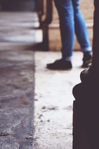 Low section of people in dark room